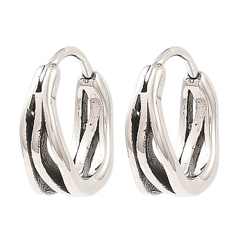 316 Surgical Stainless Steel Hoop Earrings, Antique Silver, 13.5x14.5x5mm