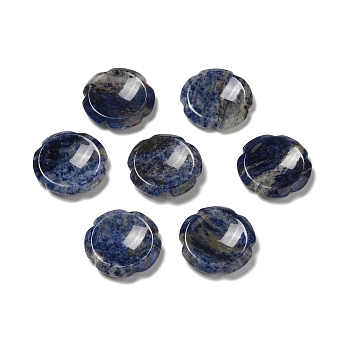 Natural Sodalite Worry Stones, Flower Shape, 37.5~38x38x7~7.5mm