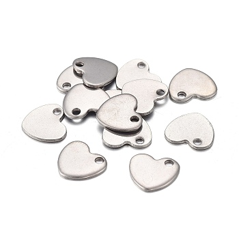 201 Stainless Steel Charms, Laser Cut, Stamping Blank Tag, Heart, Stainless Steel Color, 9x10x0.8mm, Hole: 1.4mm
