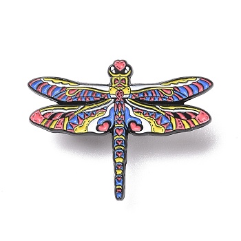 Dragonfly Enamel Pin, Animal Alloy Badge for Backpack Clothes, Electrophoresis Black, Colorful, 30.5x40x1.5mm, Pin: 1.3mm