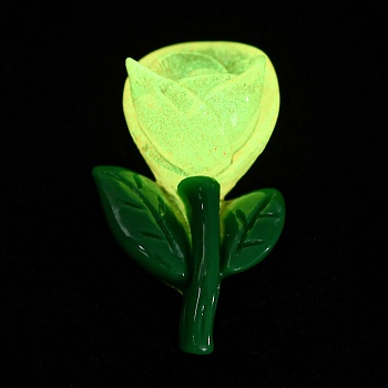 Luminous Resin Cabochons, Glow in the Dark, Flower, Sandy Brown, 25.8x15.4x10.8mm