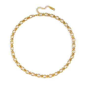 7MM 304 Stainless Steel Handmade Oval Link Chain Necklaces, Real 18K Gold Plated, 15.75 inch(40cm)
