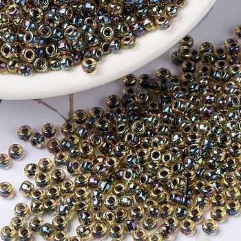 MIYUKI Round Rocailles Beads, Japanese Seed Beads, (RR343) Dark Lime Lined Peridot, 8/0, 3mm, Hole: 1mm, about 2111~2277pcs/50g