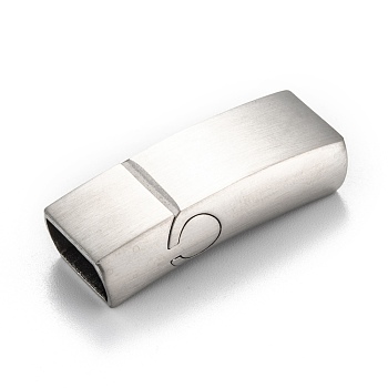 316 Surgical Stainless Steel Magnetic Clasps with Glue-in Ends, Frosted, Rectangle, Stainless Steel Color, 33x13.5x8mm, Hole: 5.5x11.5mm