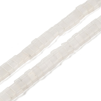 Natural White Jade Beads Strands, 2-Hole, Rectangle, 2.5~3x5x2.5mm, Hole: 0.8mm, about 138~140pcs/strand, 15.28''~15.31''(38.8~38.9cm)