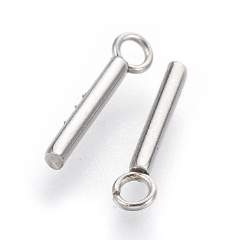 202 Stainless Steel Pendants, Bar, Stainless Steel Color, 13x1.5mm, Hole: 1.5mm