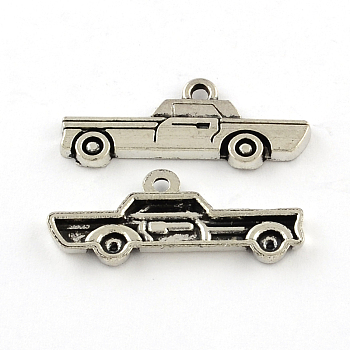 Tibetan Style Zinc Alloy Car Charms, Lead Free & Cadmium Free, Antique Silver, 11x27x2mm, Hole: 2mm