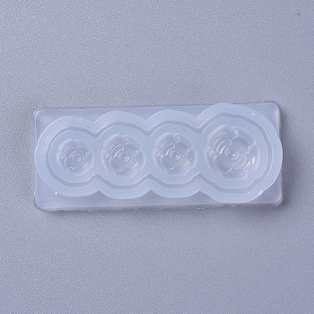 Silicone Molds, Resin Casting Molds, For UV Resin, Epoxy Resin Jewelry Making, Flower, White, 60x25x8mm, Flower: 8mm, 10mm and 13mm
