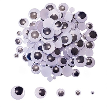 1000pcs 5 Style Black & White Wiggle Googly Eyes Cabochons DIY Scrapbooking Crafts Toy Accessories, White, 6~24x2mm, 200pcs/style
