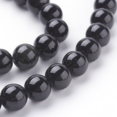 obsidienne naturelle perles brins(G-G099-8mm-24)-3