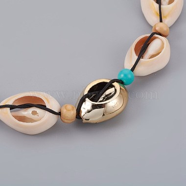 Adjustable Cowrie Shell and Synthetic Turquoise Beaded Necklaces(NJEW-JN02300-02)-3