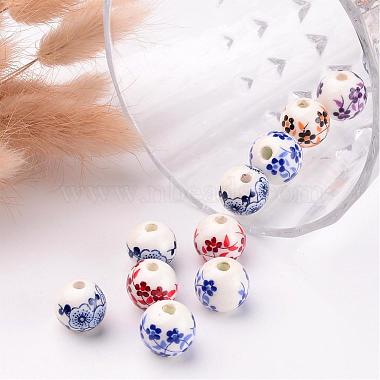 Mixed Color Handmade Printed Porcelain Round Beads(X-PORC-CF187Y-CF190Y)-3