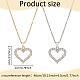 2Pcs 2 Colors Rhinestone Hollow Heart Pendant Necklace with Brass Chains for Women(NJEW-AN0001-70)-2