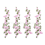 4Pcs Polyester Rayon Flower Embroider Thread Iron on/Sew On Patches, Cloth Appliques, Pink, 275x80x1.5mm(PATC-HY0001-88A)