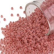 TOHO Round Seed Beads, Japanese Seed Beads, (779FM) Salmon Lined Crystal Rainbow Matte, 11/0, 2.2mm, Hole: 0.8mm, about 3000pcs/10g(X-SEED-TR11-0779FM)