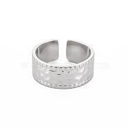 304 Stainless Steel Hammered Flat Open Cuff Ring for Women, Stainless Steel Color, US Size 6 3/4(17.1mm)(RJEW-S405-208P)