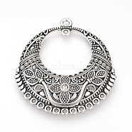 Tibetan Style Alloy Chandelier Components Links, Cadmium Free & Lead Free, Flat Round, Antique Silver, 46x42.5x6mm, Hole: 1~2mm, about 100pcs/1000g(TIBE-S311-07AS-LF)