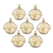 316 Surgical Stainless Steel Pendants, with Jump Rings, Flat Round with Human, Real 14K Gold Plated, 24x20x5mm, Hole: 4x3mm(STAS-N097-008)