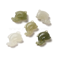 Natural Hetian Jade Dolphin Charms, 15x12x5mm, Hole: 0.8mm(G-NH0007-01)