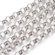 304 Stainless Steel Rolo Chains, Belcher Chain, Unwelded, Stainless Steel Color, 10mm(CHS-L017-18D)