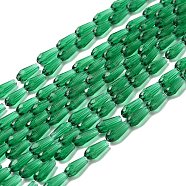 Transparent Glass Beads Strands, Faceted Teardrop, Green, 8.5~9x4mm, Hole: 0.9mm, about 39~82pcs/strand, 13.78''~25''(35~63.5cm)(GLAA-XCP0001-13)