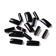 Natural Black Agate Beads, No Hole/Undrilled, for Wire Wrapped Pendant Making, Rectangle & Column, 16x7x3.5mm(G-M379-04)