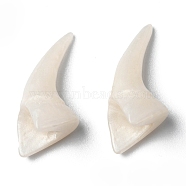 Opaque Resin Beads, No Hole, Animal Teeth Shape, White, 25x11x10mm(RESI-D050-11)