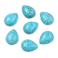 Craft Findings Dyed Synthetic Turquoise Gemstone Flat Back Teardrop Cabochons, Cyan, 15x20x7mm(TURQ-S270-15x20mm-01)