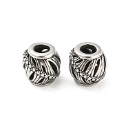 316 Surgical Stainless Steel  Beads, Barrel, Antique Silver, 10.5x9.5mm, Hole: 4mm(STAS-Q304-43AS)