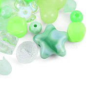 Opaque & Transparent Acrylic Beads, Mixed Shapes, Light Green, 7.5~33x7.5~43.5x4.5~16mm, Hole: 1.2~4mm, about 470pcs/500g(MACR-T045-01D)