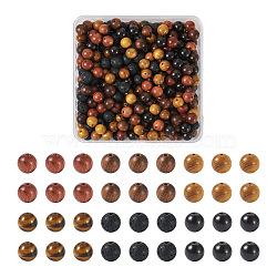 300Pcs 6 Style Beads Jewelry Making Finding Kit, Including Natural Wood & Lava Rock & Grade AB Tiger Eye Round Beads, Mixed Color, 8~8.5mm, Hole: 1~1.2mm, 50Pcs/style(DIY-KS0001-32)