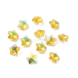 Glass Charms, Faceted Star, Gold, 13x13.5x7mm, Hole: 1.2mm(GGLA-Z002-01H)
