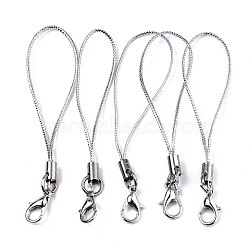 Polyester Cord Mobile Straps, with Platinum Plated Alloy Findings, Silver, 70mm(MOBA-R002-20)