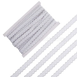 Polyester Wavy Lace Ribbons, Garment Accessories, Silver, 5/8 inch(15mm), about 13.12 Yards(12m)/Card(OCOR-WH0082-21C)