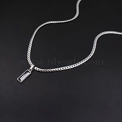 Rectangle 304 Stainless Steel Cubic Zirconia Snake Chain Pendant Necklaces, Black, 19.69 inch(50cm)(FS-WGB1AC9-02)
