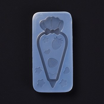 Piping Bag Shape DIY Silicone Molds, Resin Casting Molds, For UV Resin, Epoxy Resin Jewelry Making, White, Strawberry Pattern, 86x43x11mm