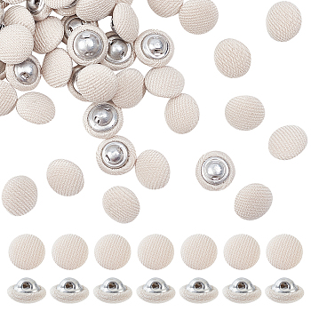 100Pcs 1-Hole Aluminum Buttons, with Polyester Covered, Clothes Coat Down Jacket Buckle, Platinum, PeachPuff, 10x6mm, Hole: 0.8mm