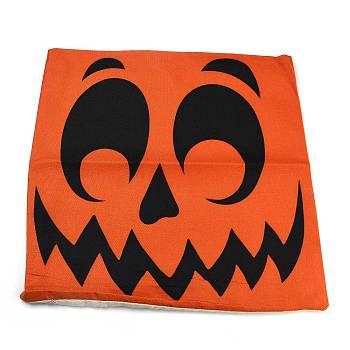 Burlap Halloween Pillow Case, Square Cushion Cover, for Sofa Bed Decoration, Skeleton Pattern, 45x45x0.5cm