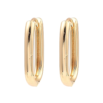 Brass Hoop Earrings, Oval, Light Gold, 21x14x3mm