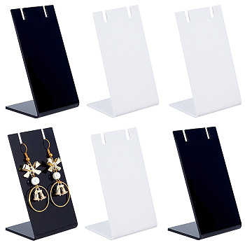 12Pcs 2 Colors Acrylic Slant Back Earring Display Stands, Single Earring Display Rack, Rectangle, Mixed Color, 3.6x4.5x7.7cm, 6pcs/color