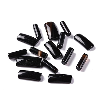 Natural Black Agate Beads, No Hole/Undrilled, for Wire Wrapped Pendant Making, Rectangle & Column, 16x7x3.5mm