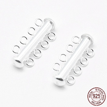 Sterling Silver Slide Lock Clasps, Peyote Clasps, with 925 Stamp Silver, 25x11x6mm, Hole: 2mm