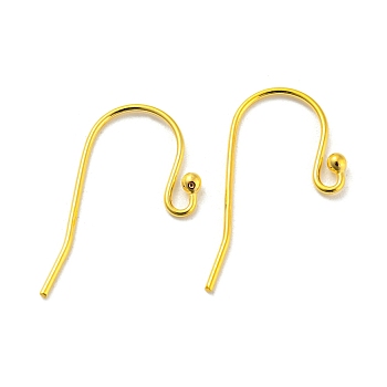925 Sterling Silver Earring Hooks, Shepherd's Hook Ear Wire, Real 18K Gold Plated, 16.5x12~13mm, Hole: 2mm, Pin: 0.6mm