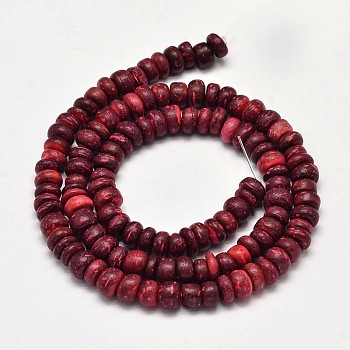 Natural Coconut Rondelle Bead Strands, Brown, 4~8x2~6mm, Hole: 1mm, about 108pcs/strand, 15 inch