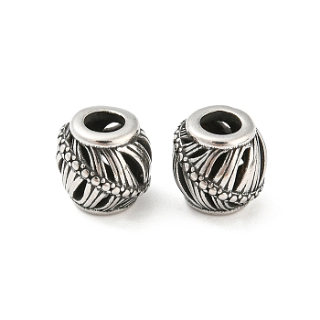 316 Surgical Stainless Steel  Beads, Barrel, Antique Silver, 10.5x9.5mm, Hole: 4mm