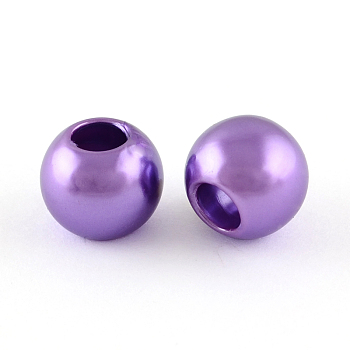 ABS Plastic Imitation Pearl European Beads, Large Hole Rondelle Beads, Dark Violet, 11.5~12x10mm, Hole: 4~5mm, about 780pcs/500g