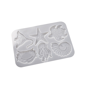 Sea Animal Shape DIY Silicone Molds, Resin Casting Molds, For UV Resin, Epoxy Resin Jewelry Making, Octopus/Crab/Starfish, 140x194x7mm