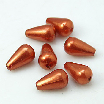 ABS Plastic Imitation Pearl, teardrop, Sienna, 16x10mm, Hole: 1mm, about 600pcs/pound