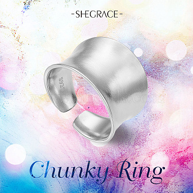 SHEGRACE Rhodium Plated 925 Sterling Silver Cuff Rings(JR749A)-4