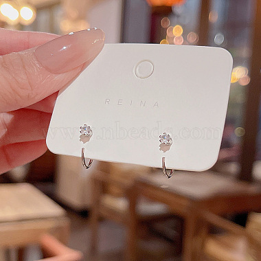 Brass Clear Cubic Zirconia Stud Earrings(FS-WG43E42-02)-1